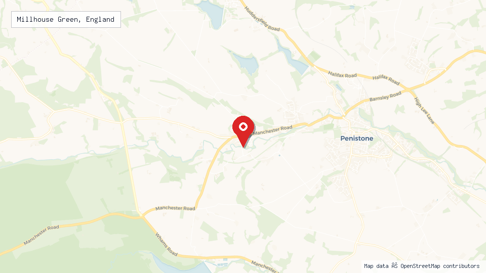 Street map of Millhouse Green, England with location pin