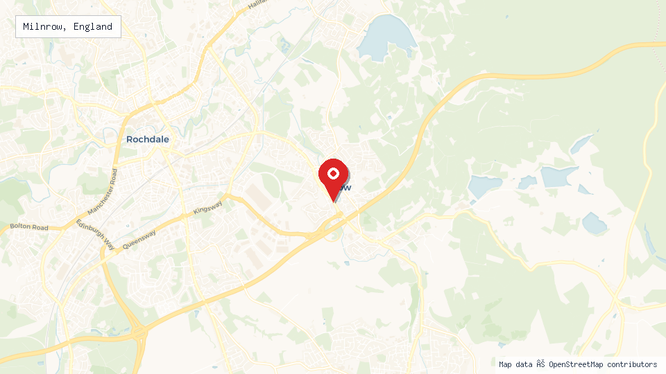 Street map of Milnrow, England with location pin