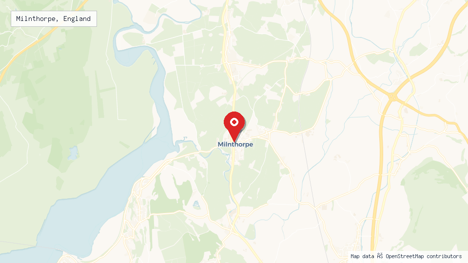 Street map of Milnthorpe, England with location pin