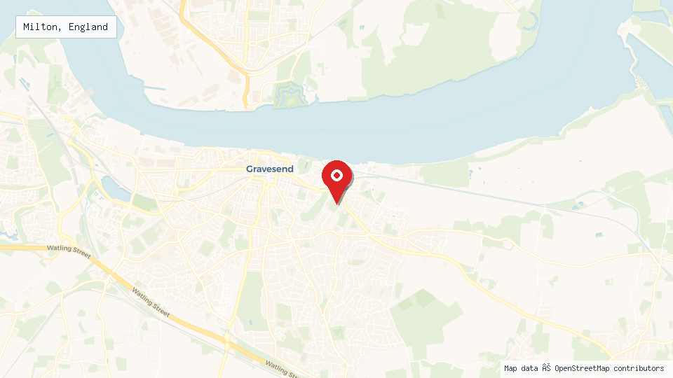 Street map of Milton, England with location pin