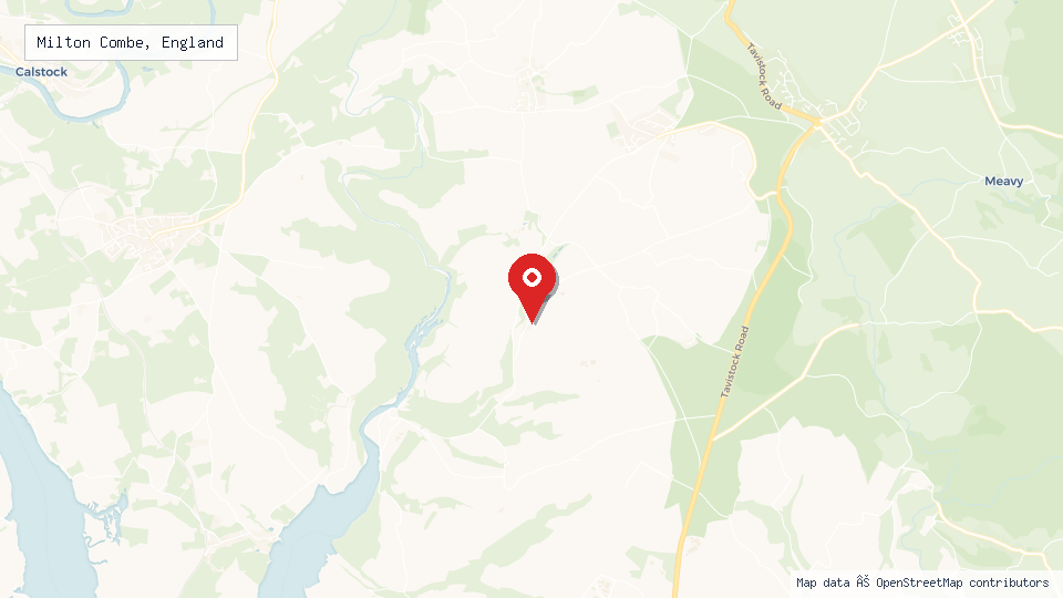 Street map of Milton Combe, England with location pin