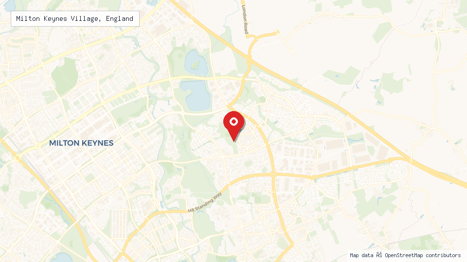 Street map of Milton Keynes Village, England with location pin