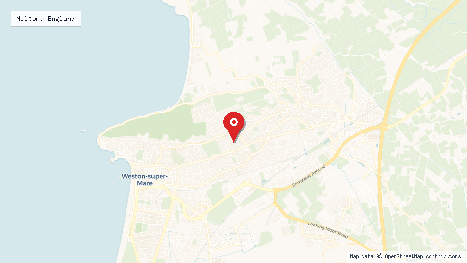 Street map of Milton, England with location pin