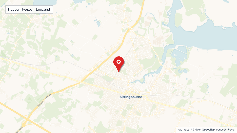 Street map of Milton Regis, England with location pin