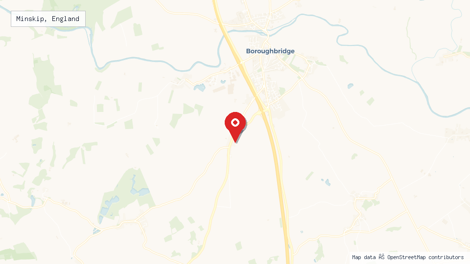 Street map of Minskip, England with location pin