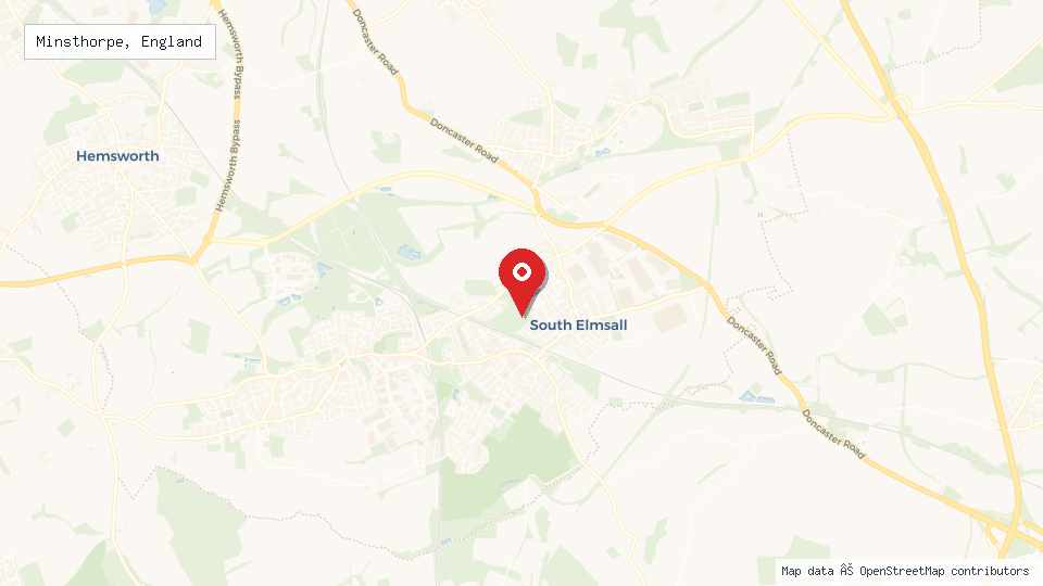 Street map of Minsthorpe, England with location pin