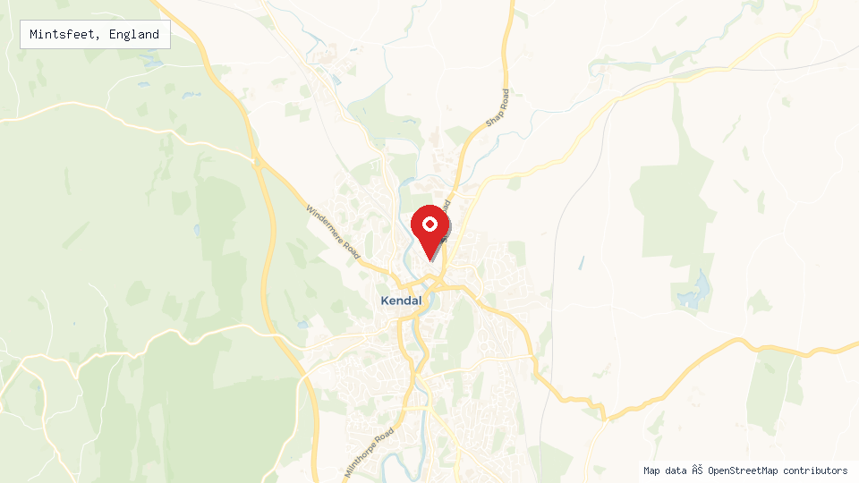 Street map of Mintsfeet, England with location pin