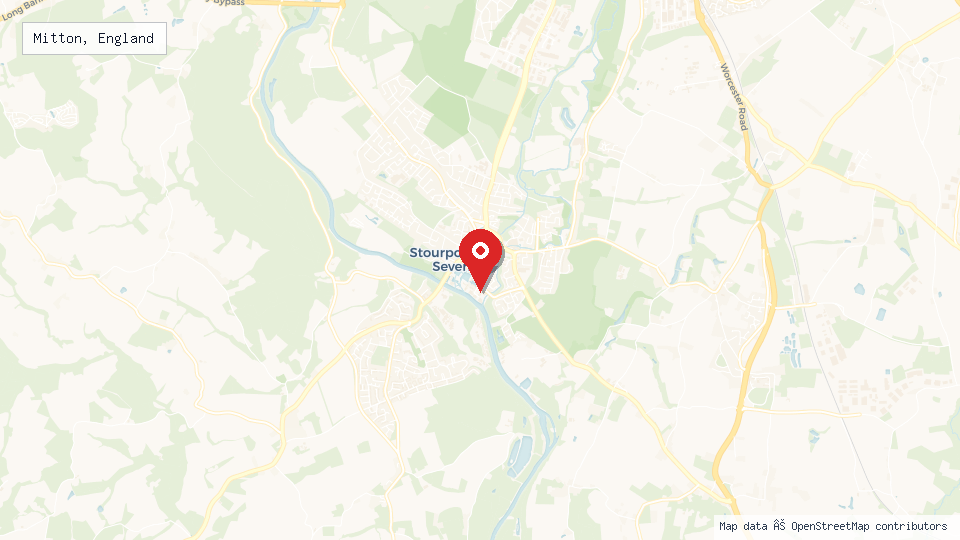 Street map of Mitton, England with location pin