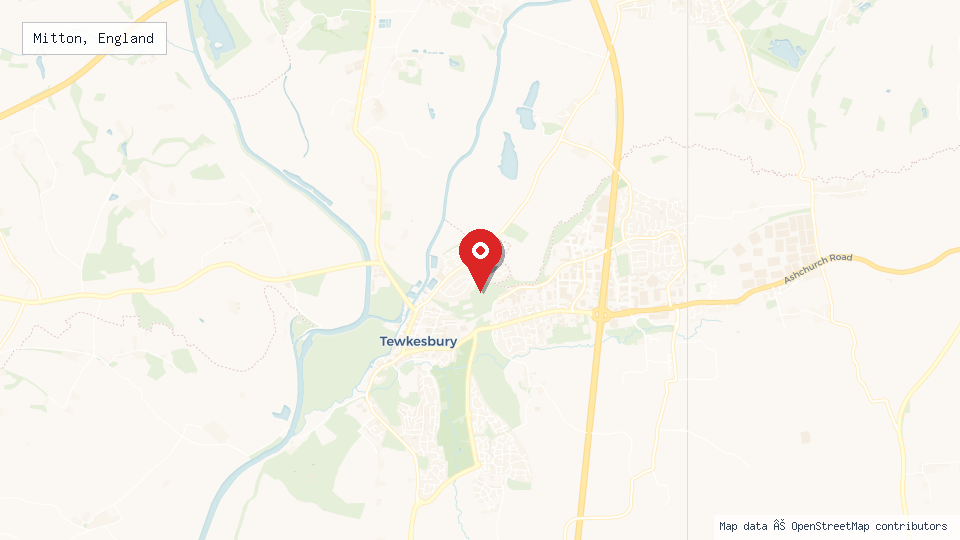 Street map of Mitton, England with location pin