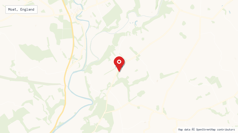 Street map of Moat, England with location pin