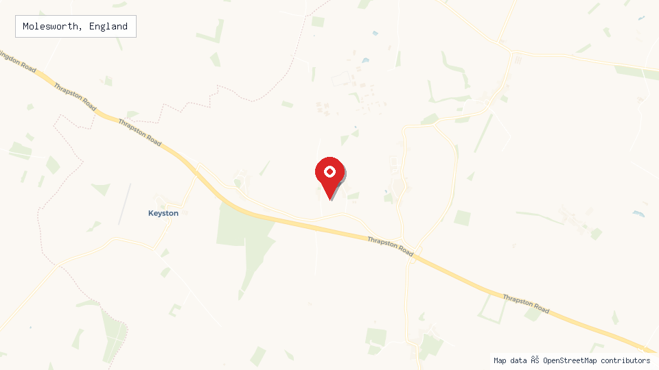 Street map of Molesworth, England with location pin