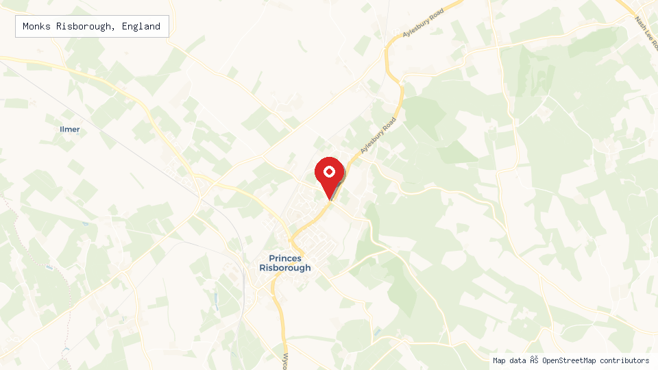 Street map of Monks Risborough, England with location pin