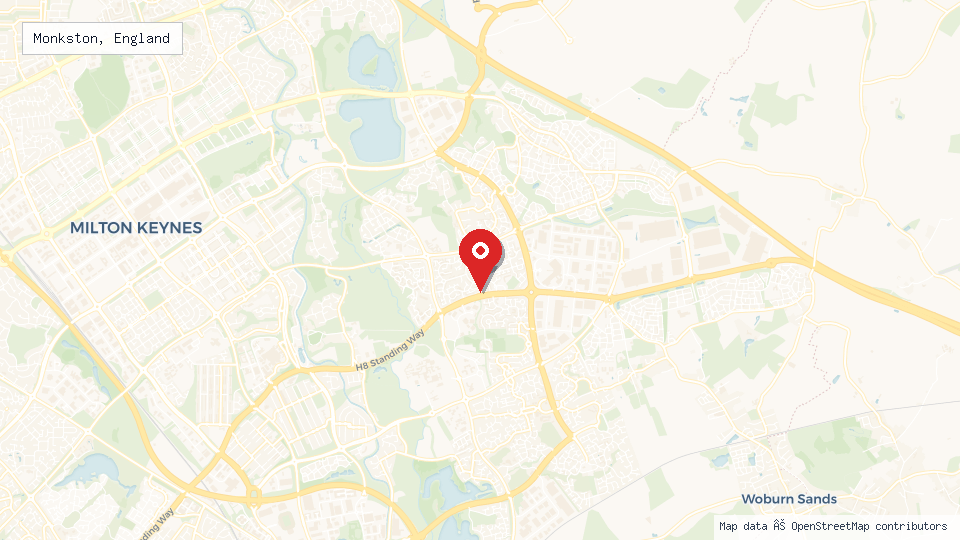 Street map of Monkston, England with location pin