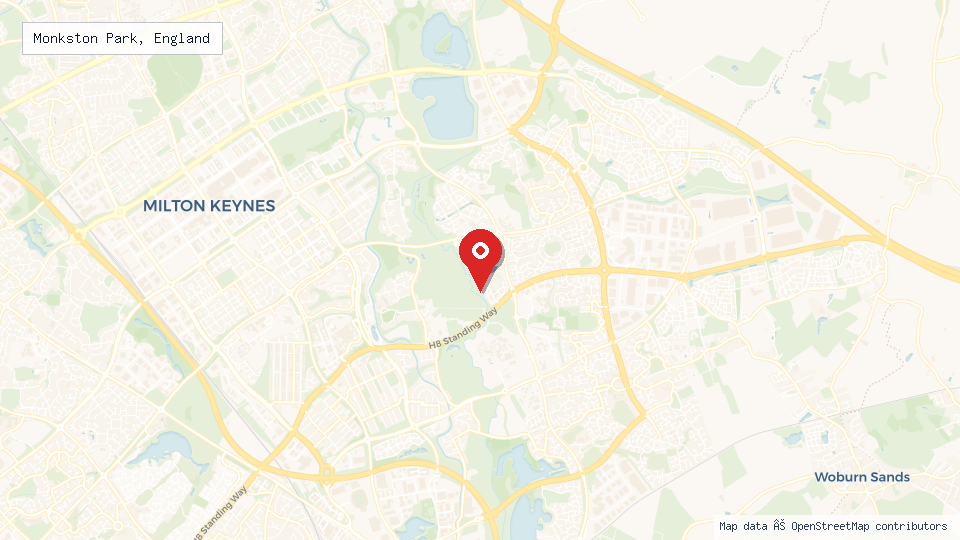 Street map of Monkston Park, England with location pin