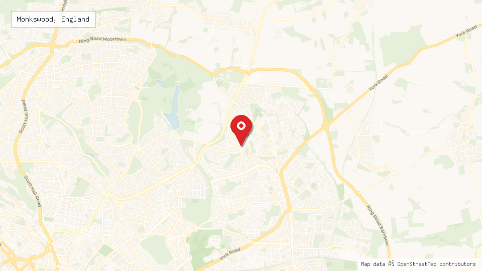 Street map of Monkswood, England with location pin