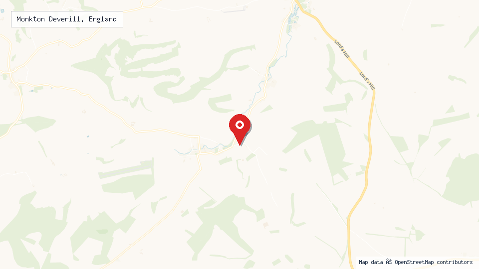 Street map of Monkton Deverill, England with location pin