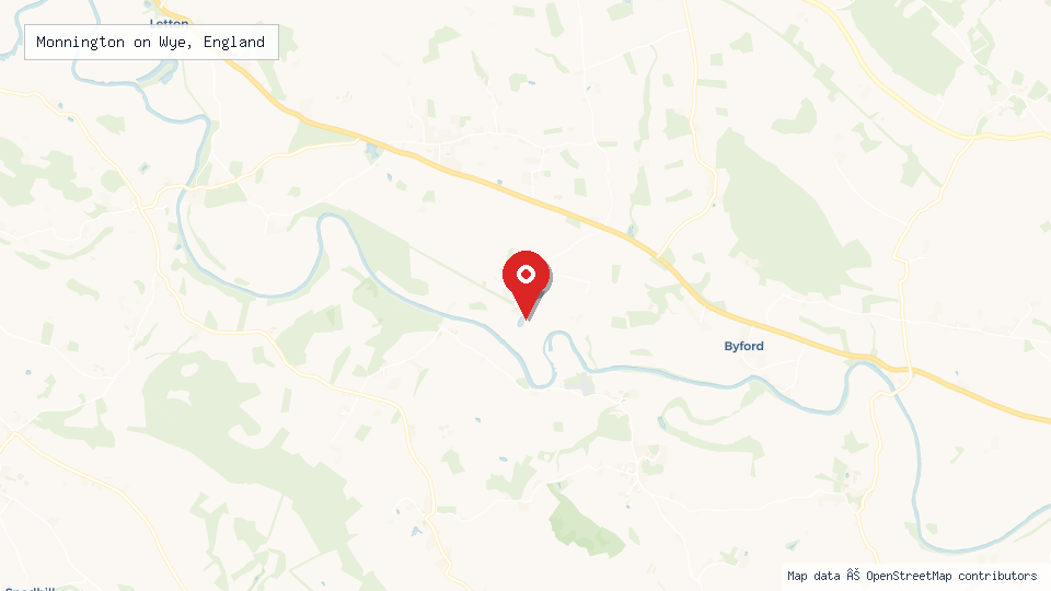 Street map of Monnington on Wye, England with location pin