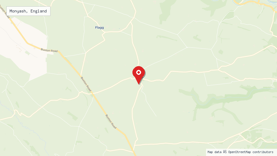 Street map of Monyash, England with location pin