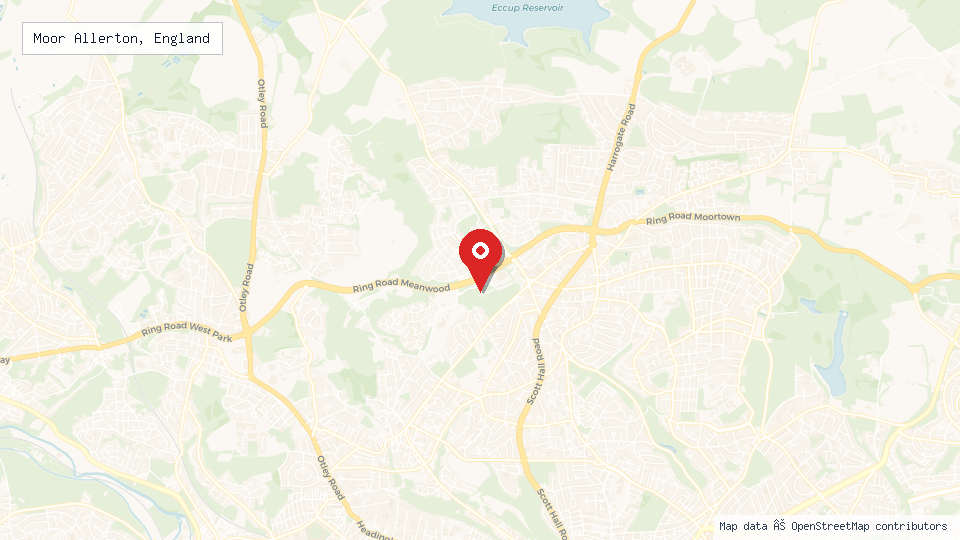 Street map of Moor Allerton, England with location pin