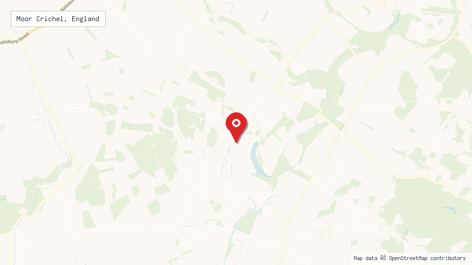 Street map of Moor Crichel, England with location pin