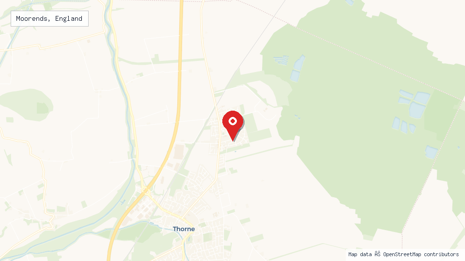 Street map of Moorends, England with location pin