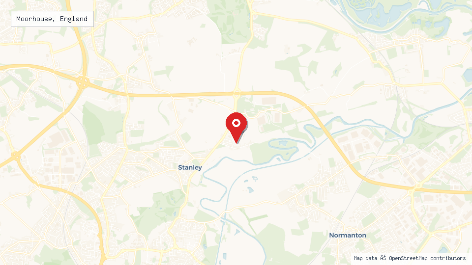 Street map of Moorhouse, England with location pin