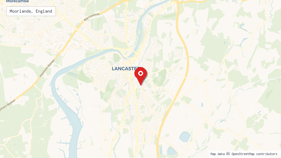 Street map of Moorlands, England with location pin