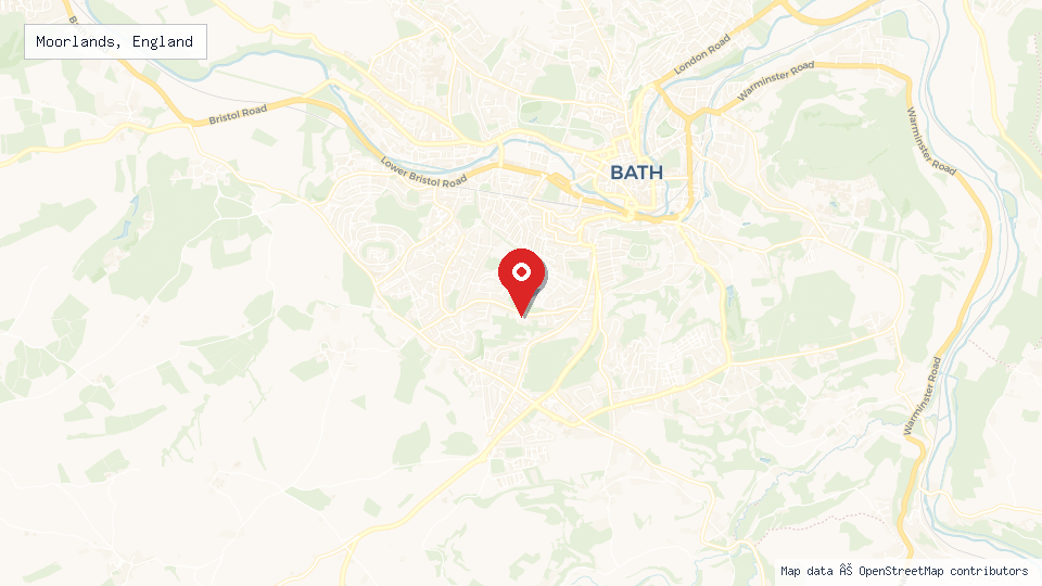 Street map of Moorlands, England with location pin