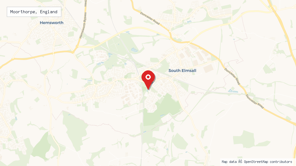 Street map of Moorthorpe, England with location pin