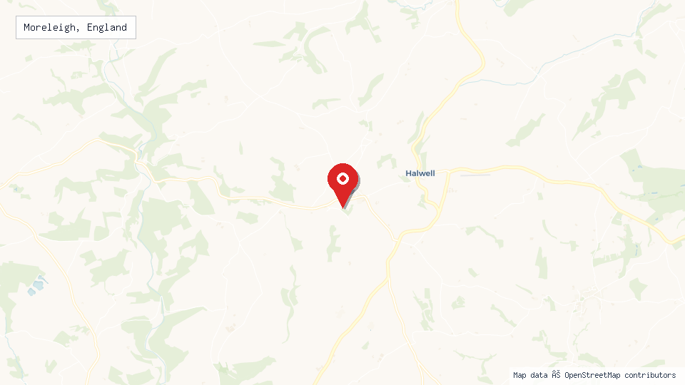 Street map of Moreleigh, England with location pin