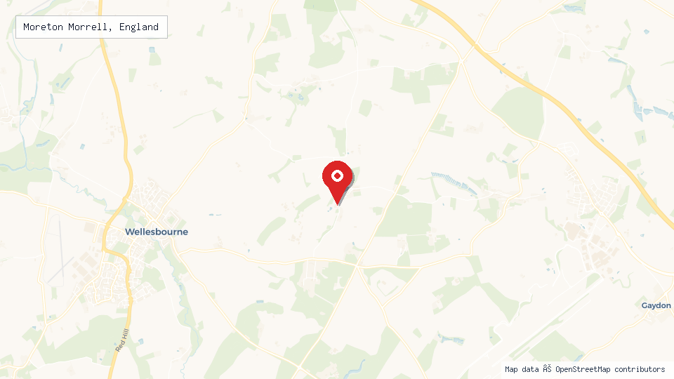 Street map of Moreton Morrell, England with location pin