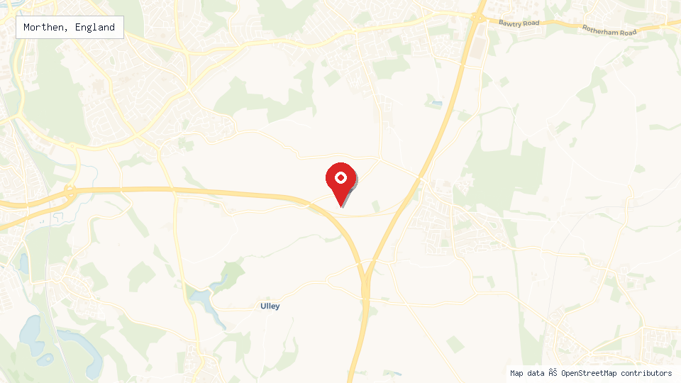 Street map of Morthen, England with location pin