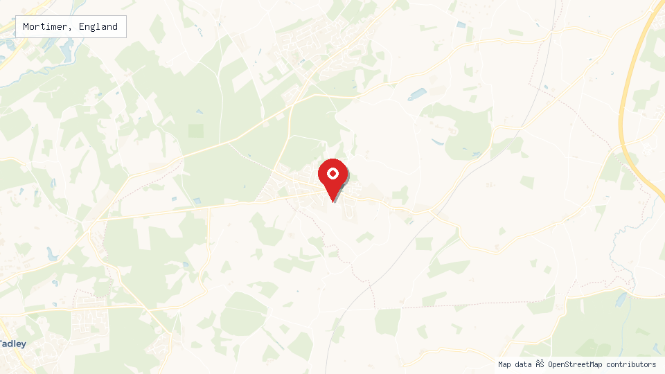 Street map of Mortimer, England with location pin