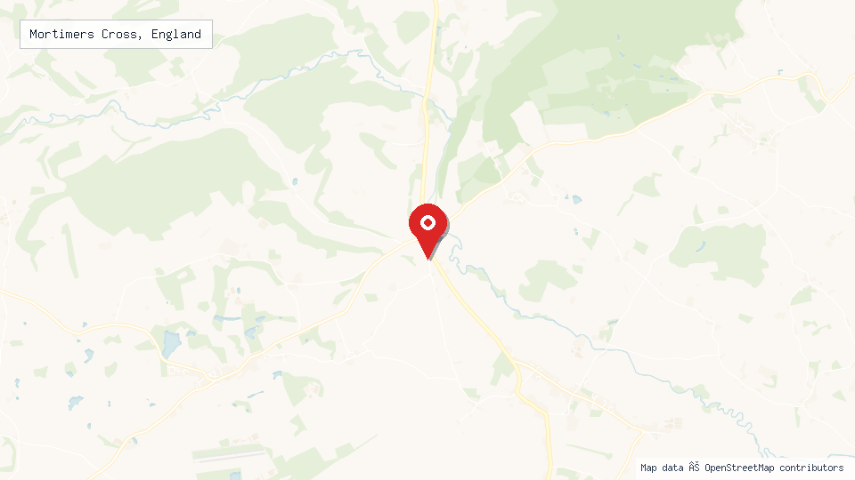 Street map of Mortimers Cross, England with location pin