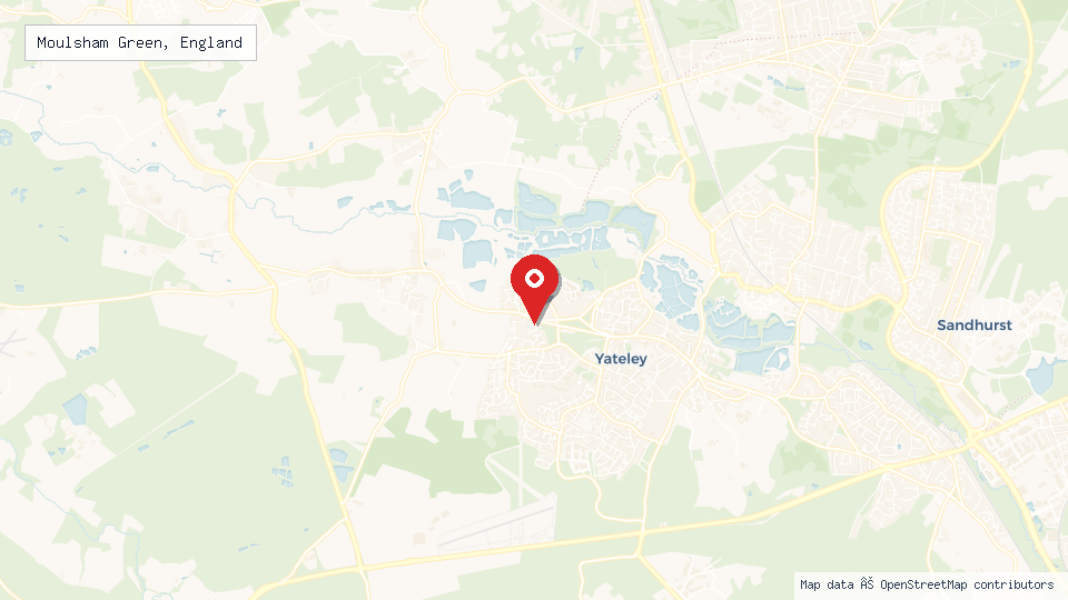 Street map of Moulsham Green, England with location pin