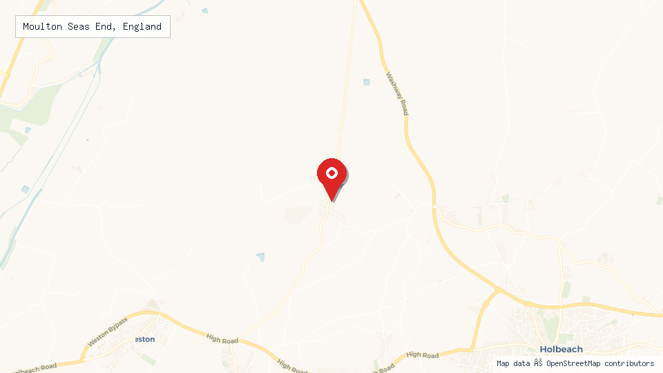 Street map of Moulton Seas End, England with location pin