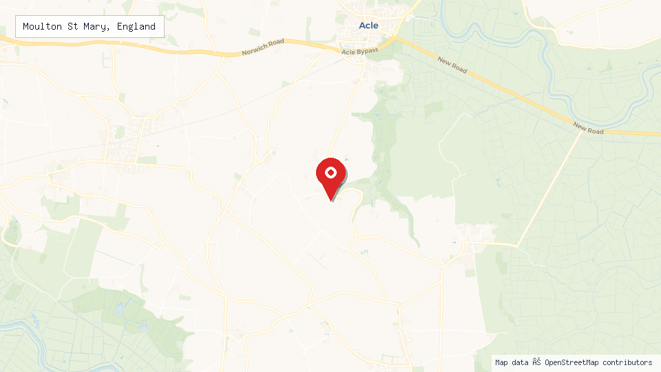 Street map of Moulton St Mary, England with location pin