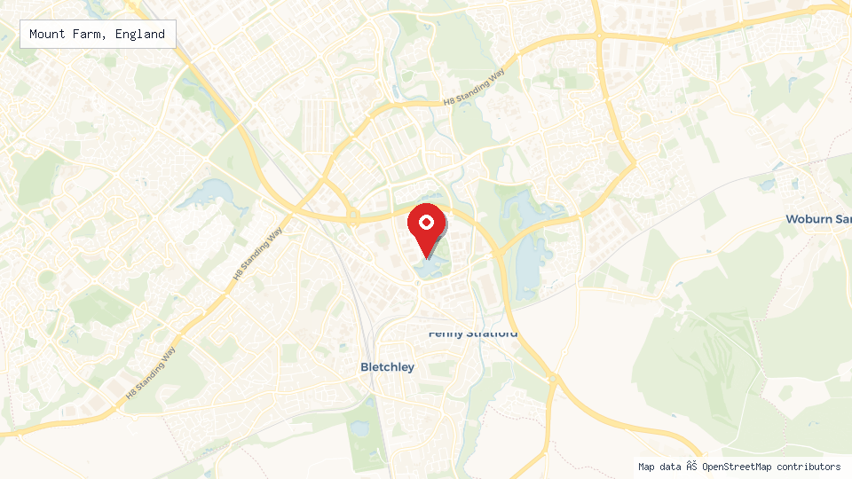 Street map of Mount Farm, England with location pin
