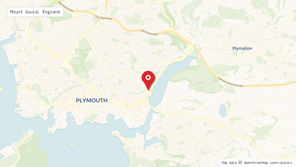 Street map of Mount Gould, England with location pin
