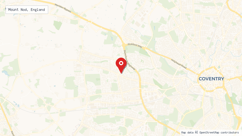 Street map of Mount Nod, England with location pin
