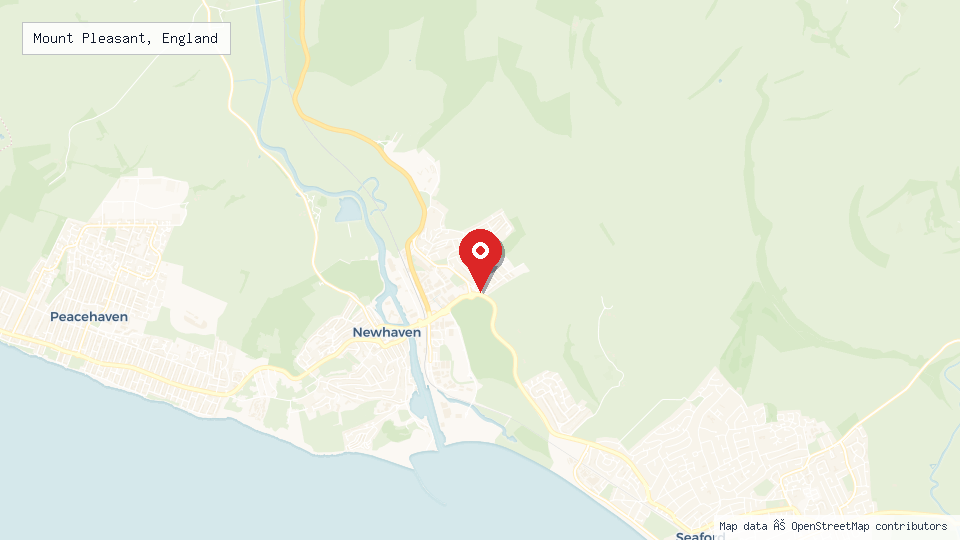 Street map of Mount Pleasant, England with location pin