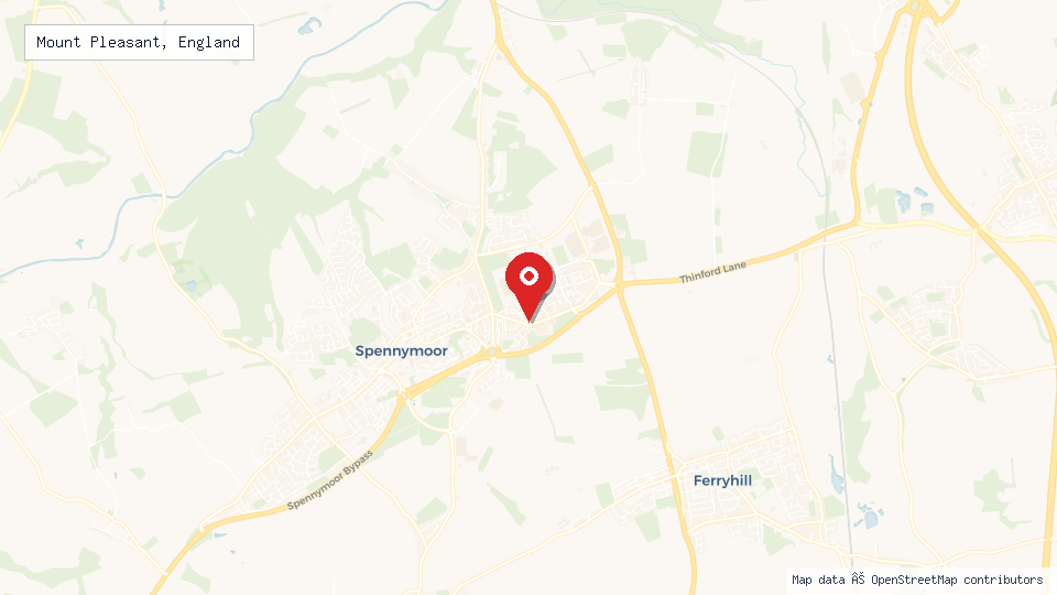 Street map of Mount Pleasant, England with location pin