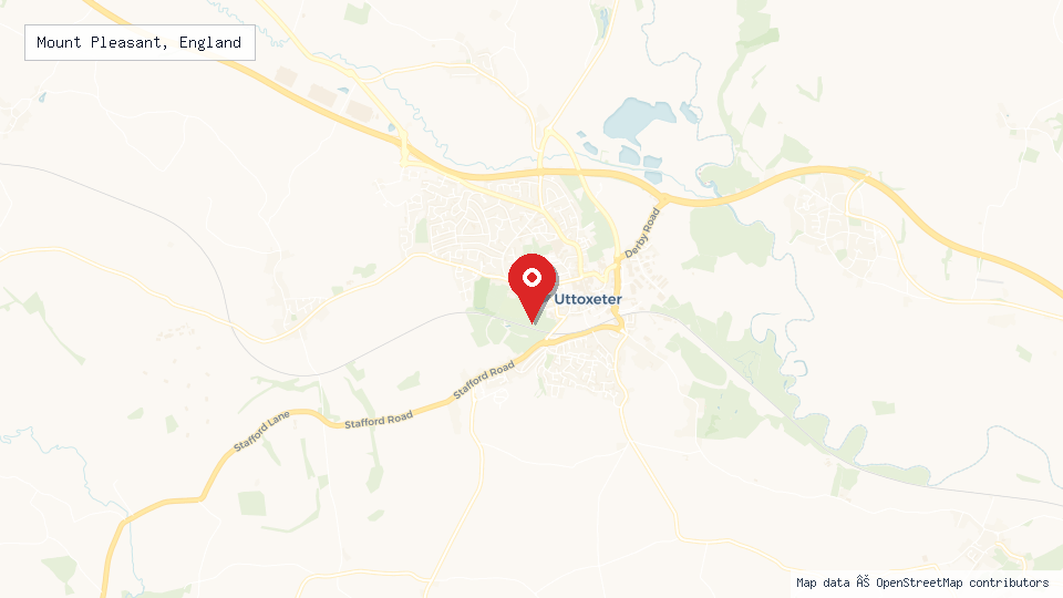 Street map of Mount Pleasant, England with location pin