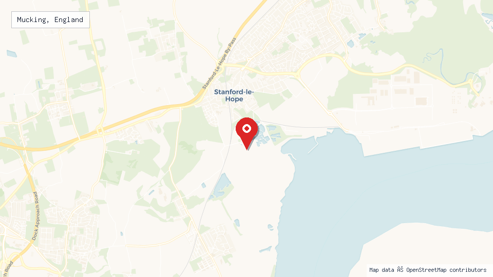 Street map of Mucking, England with location pin