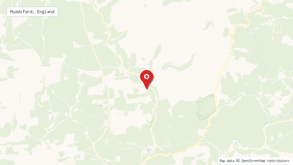 Street map of Muddiford, England with location pin