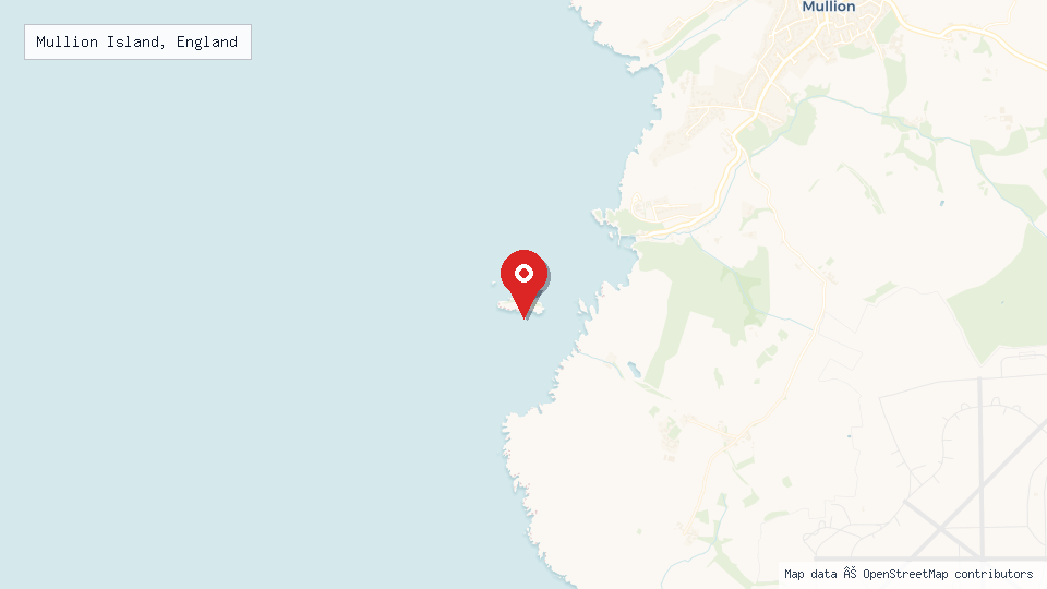 Street map of Mullion Island, England with location pin