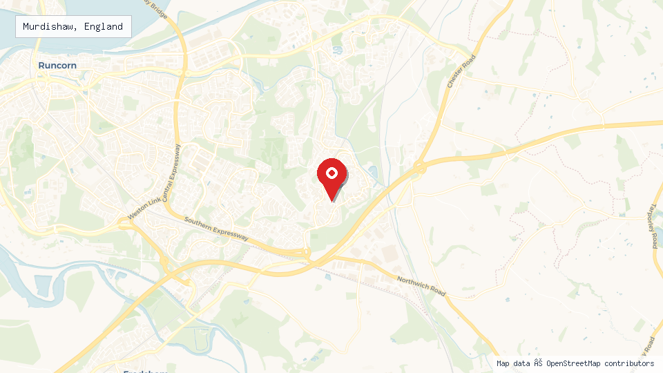Street map of Murdishaw, England with location pin