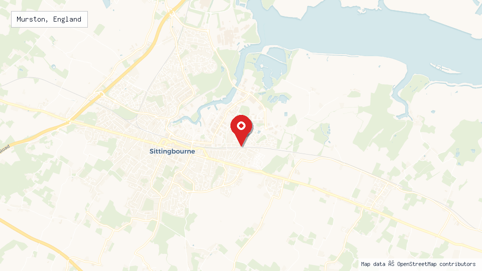 Street map of Murston, England with location pin