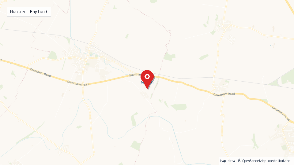 Street map of Muston, England with location pin