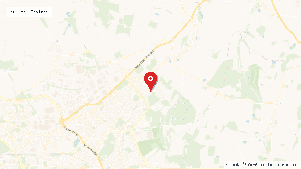 Street map of Muxton, England with location pin